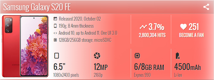 گوشی موبایل سامسونگ Samsung Galaxy S20 FE