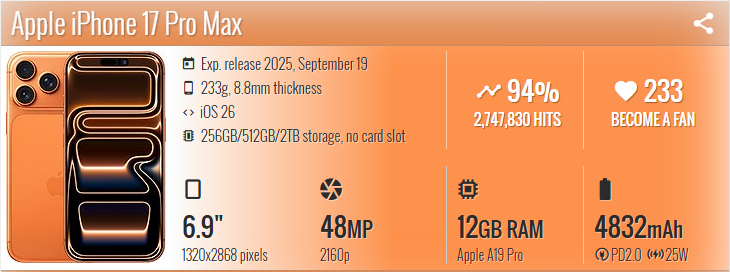 گوشی موبایل اپل آیفون Apple iPhone 17 Pro Max